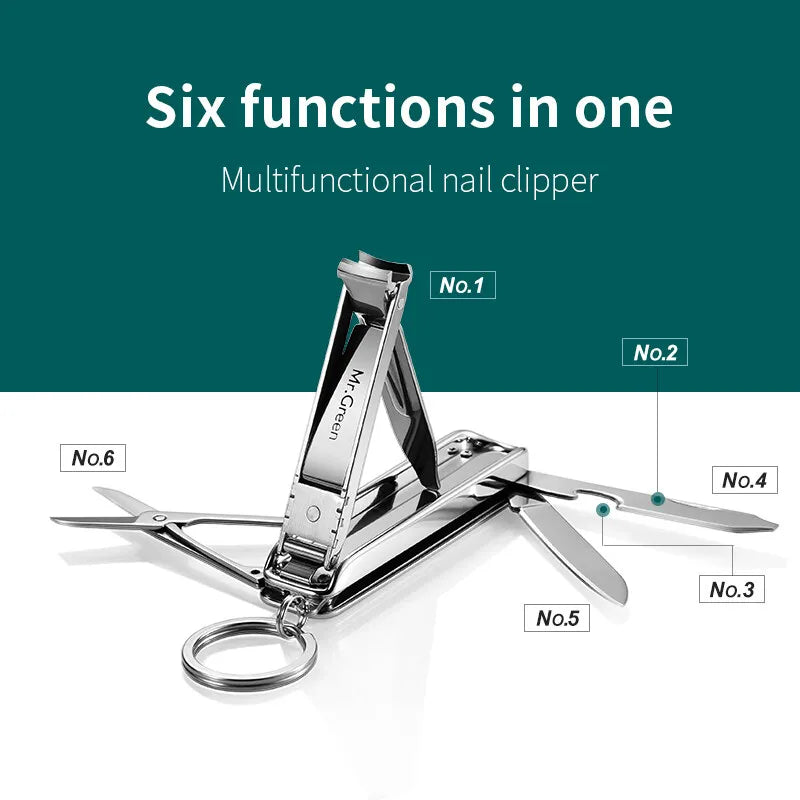 MR.GREEN Multifunctional Nail Clippers Six Functions Nail Files Bottle Opener Small Scissor Nail Cutter Stainless