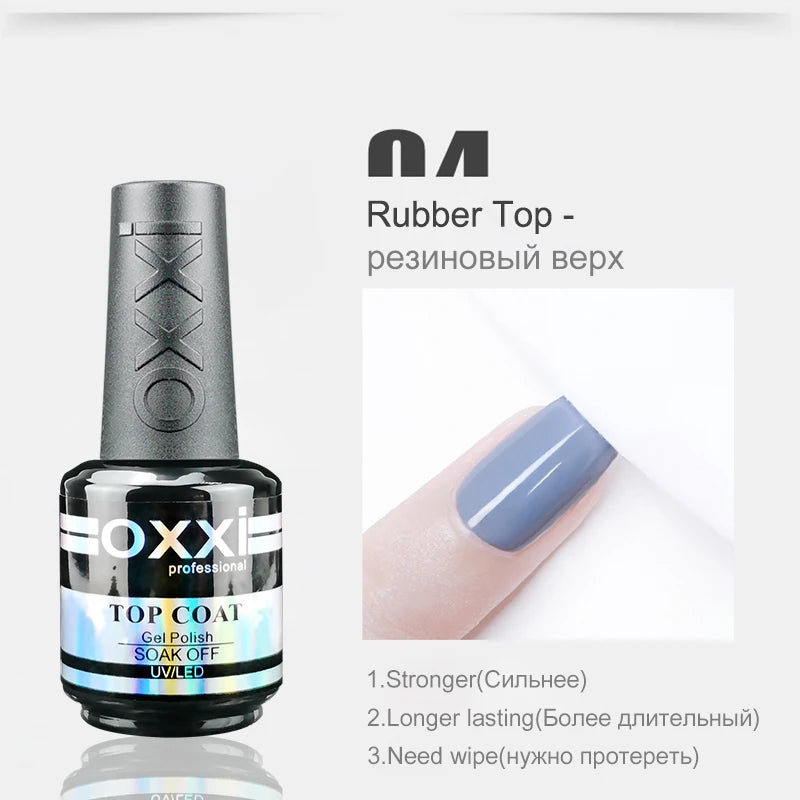 OXXI 15ml Base and Top Coat for Gel Polish Semi-permanent Varnish Rubber Top Coat