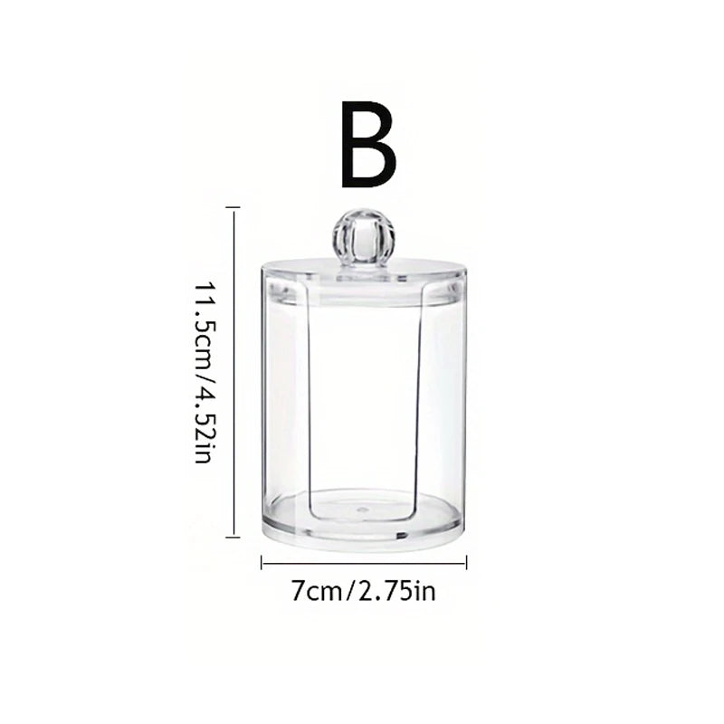 Acrylic Storage Box Bathroom Jar Makeup Organizer Cotton Round Pad Holder Cotton Swab Box Qtip Holder Dispenser with Bamboo Lid
