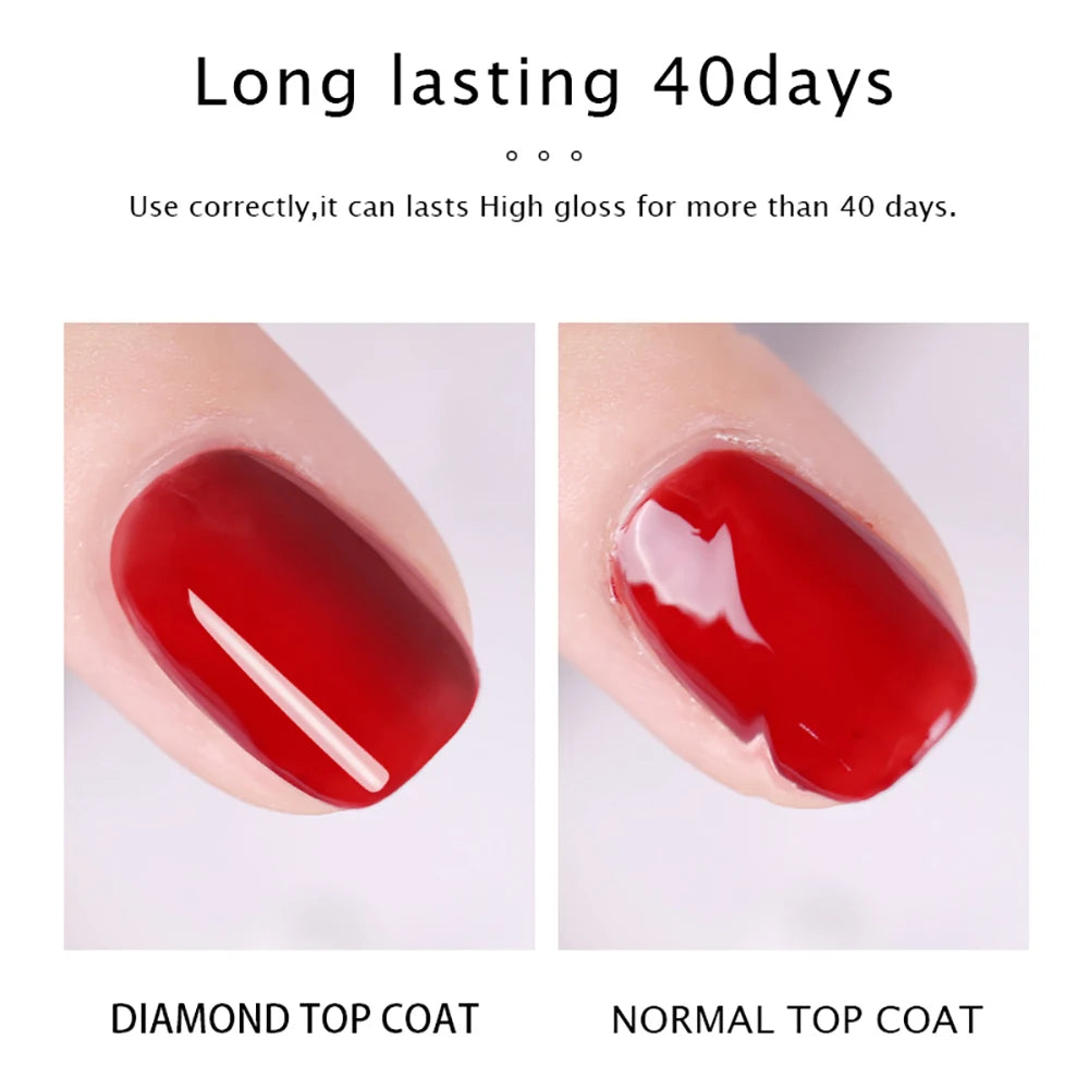 Nail Polish - Vendeeni 15ml Diamond Top Coat For Gel Nail Polish Reinforce Long Lasting UV Soak Off Gel Varnish High Light Nail Art Primer Gel
