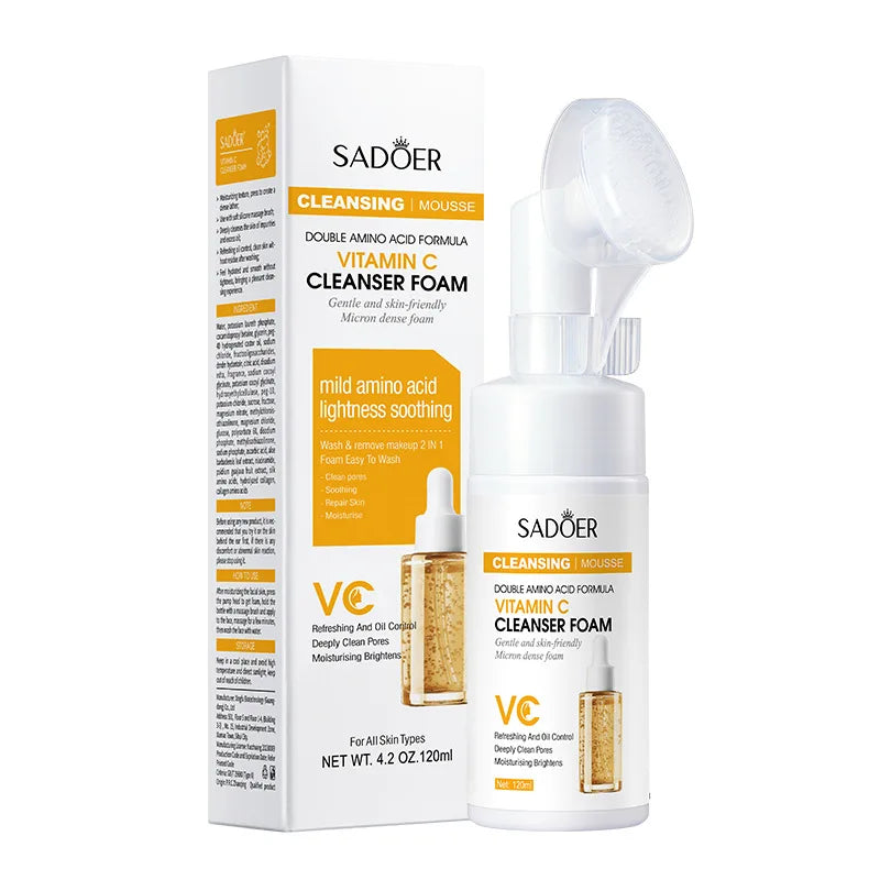 SAODER Q10 Vitamin C Facial Cleanser Face Wash Foam Facial Cleansing Mossee Moisturizing Brightening Facial Skin Care Products njhj