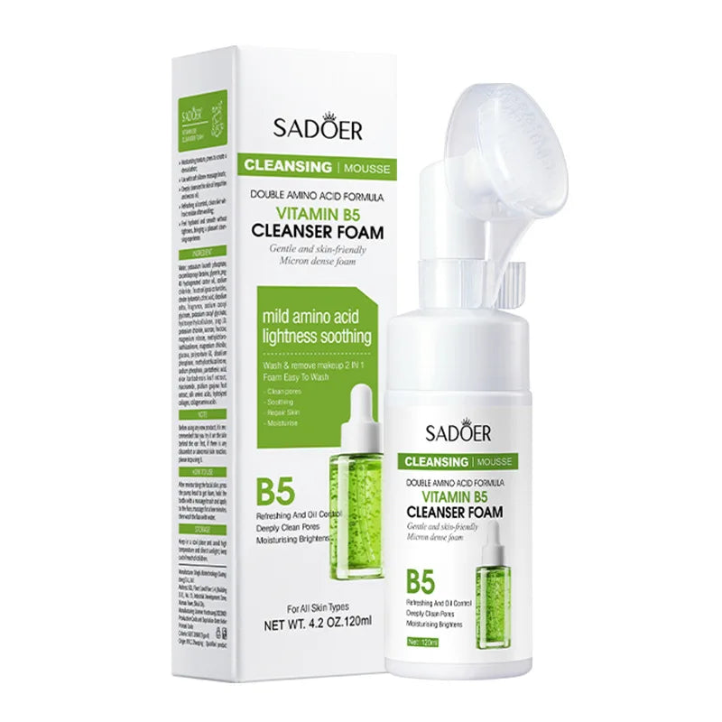 SAODER kju Q10 Vitamin C Facial Cleanser Face Wash Foam Facial Cleansing Mossee Moisturizing Brightening Facial Skin Care Products