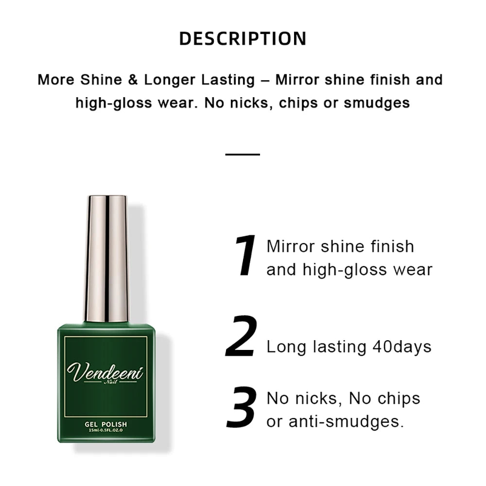 Vendeeni Diamond Top Coat For Gel Nail Polish 15ml