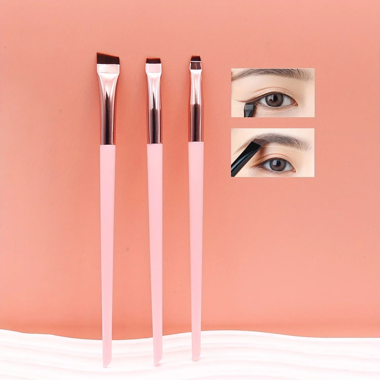 cheap Makeup Brush Three piece Set,Blade eyeliner brush fine oblique head eyebrow brush outline eyeliner ultra-thin eye