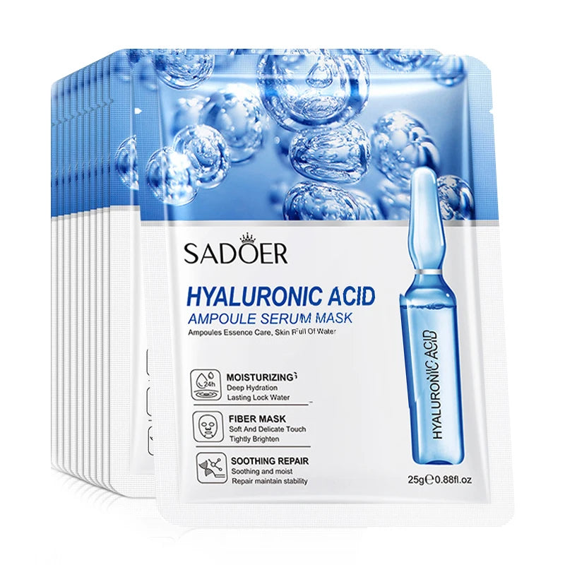 10pcs SADOER 24K Gold Vitamin C Hyaluronic Acid Face Mask Facial Moisturizing Firming Hydrating Facial Masks Skin Care Products09990909