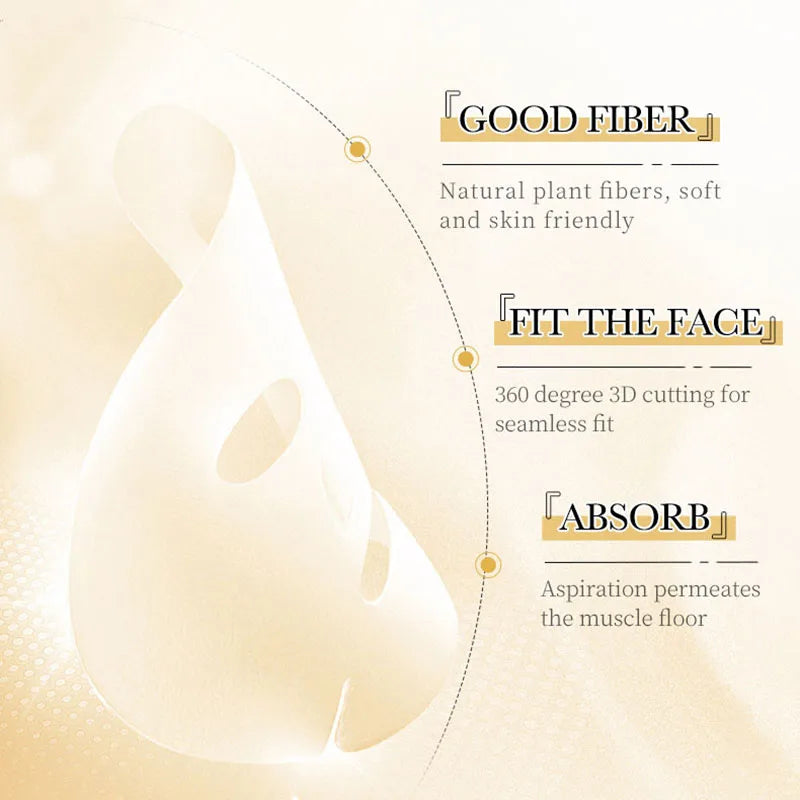 10pcs SADOER 24K Gold Vitamin C Hyaluronic Acid Face Mask Facial Moisturizing Firming Hydrating Facial Masks Skin Care Products90909