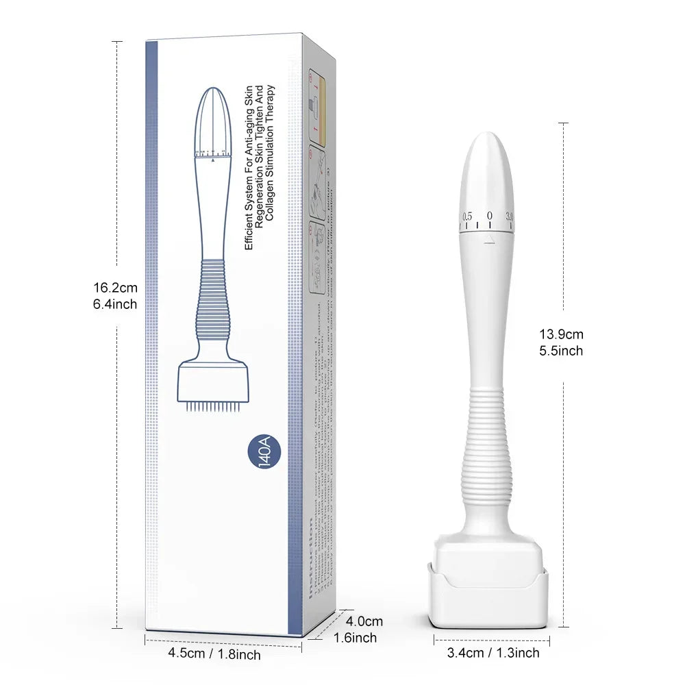 140A Derma Stamp Microneedling Face Roller Massager Adjustable Titanium Needle Length Skincare Beard Growth Scalp Hair 8699689
