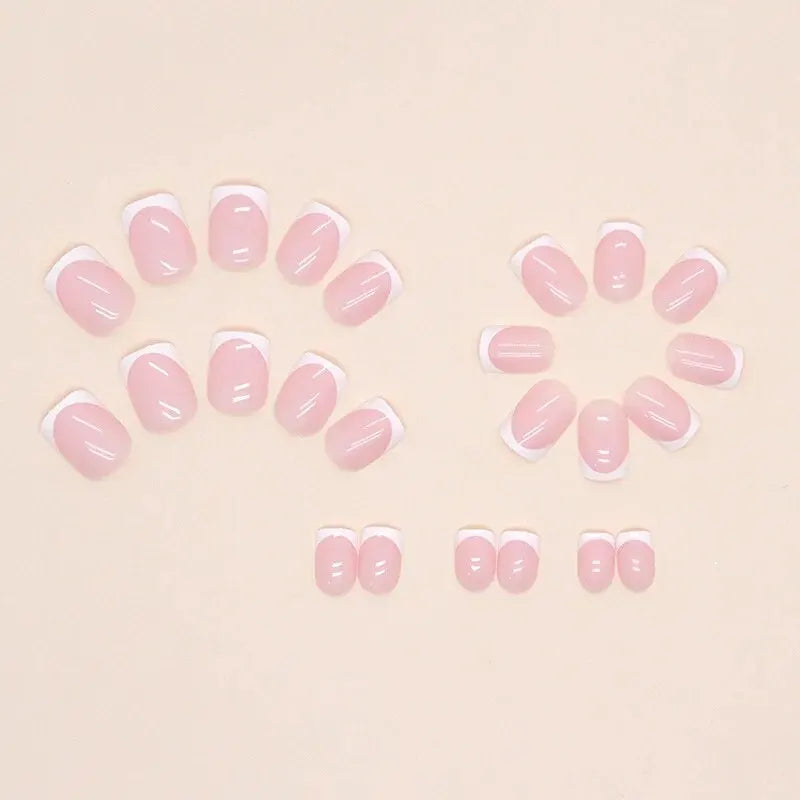24 PCs Short French Minimalist Nails with 1 Jelly and 1 Nail 