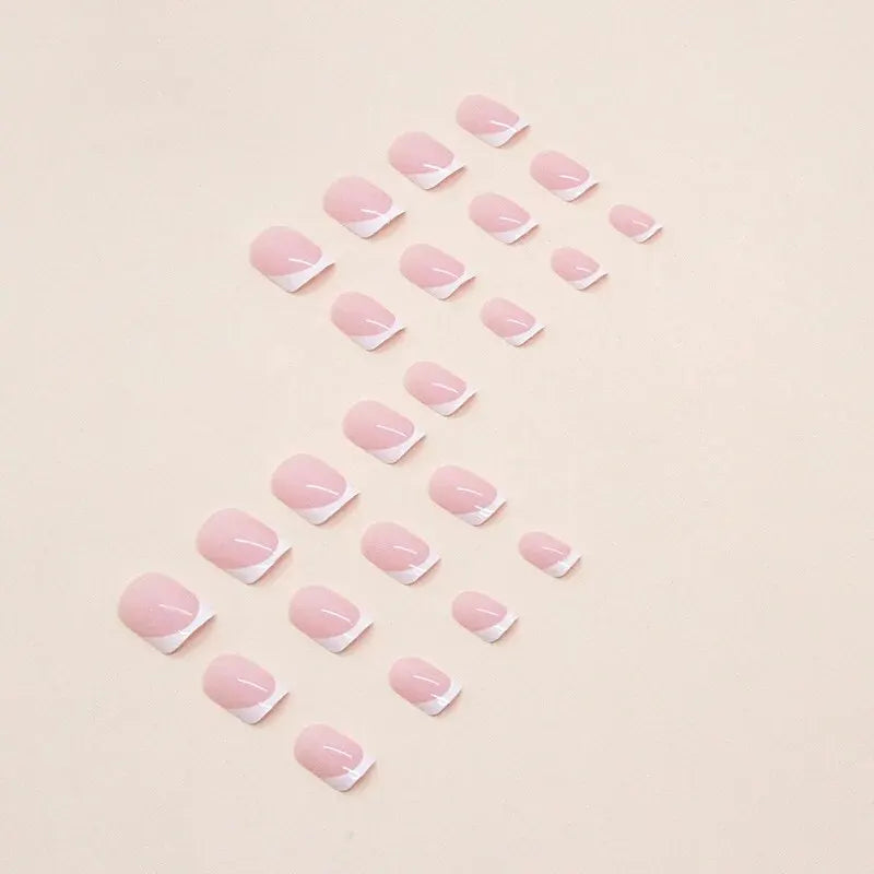 24 PCs Short French Minimalist Nails with 1 Jelly and 1 Nail 1