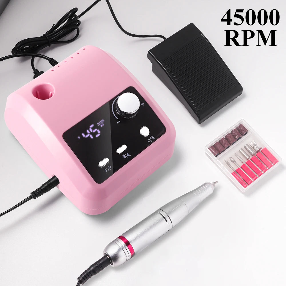 45000RPM Nail Drill Machine Cutters Professional Electric Nails Sander File for Gel Nails Polishing Remove Home Manicure Salonq