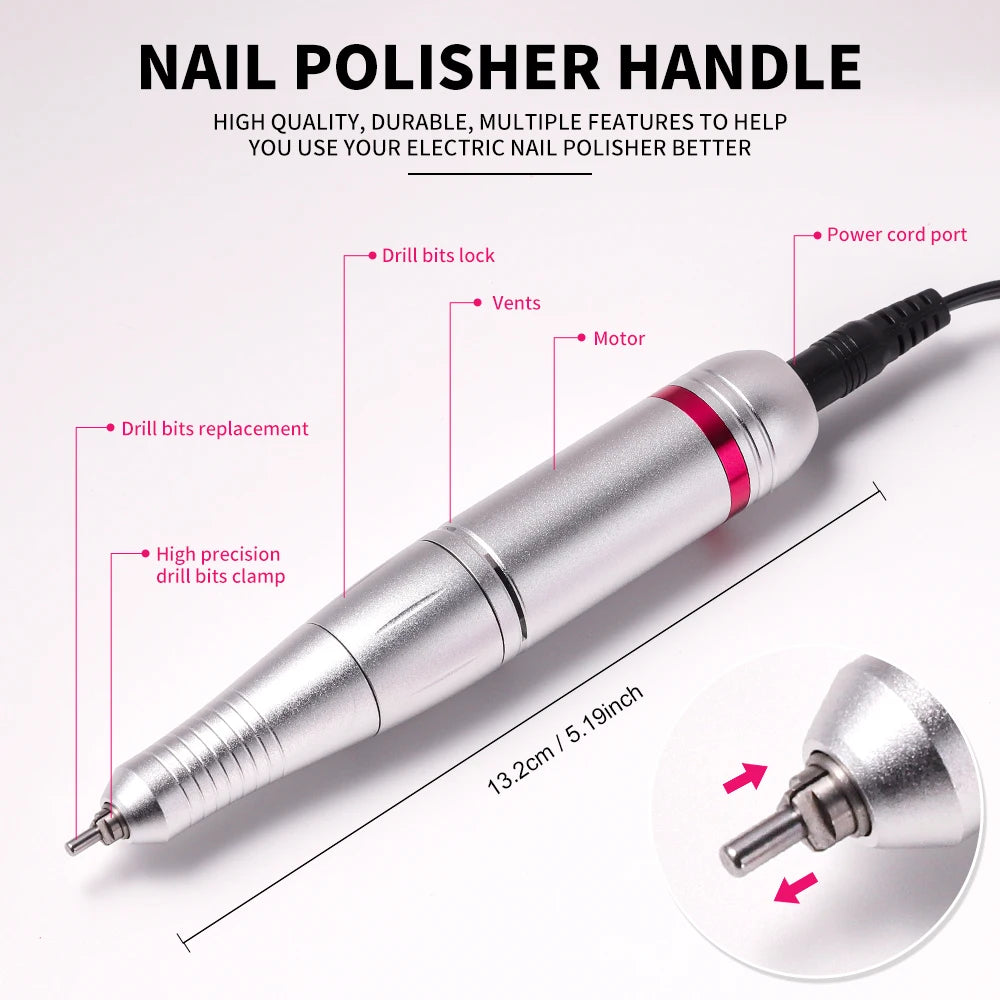 45000RPM Nail Drill Machine Cutters Professional Electric Nails Sander File for Gel Nails Polishing Remove Home Manicure Salon3