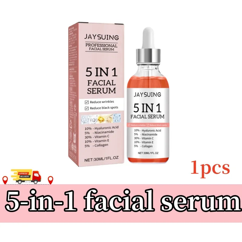 5 In 1 Facial Serum Fade Fine Lines Firming Skin Shrink Pores Moisturizing Brightning Vitamin C Hyaluronic Acid Face Serum ,,,;