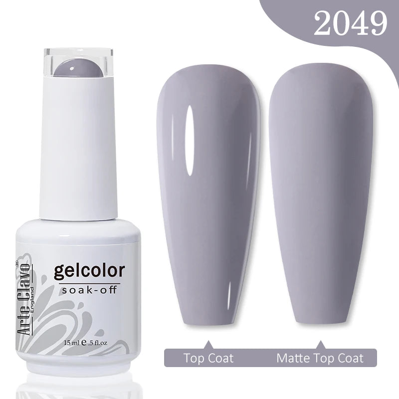 Arte Clavo Autumn Winter Series Jelly Gel Nail Polish 15ml LED Nail Gel Hybrid Varnish Matt Top Base Coat Nail Art Gell 2049