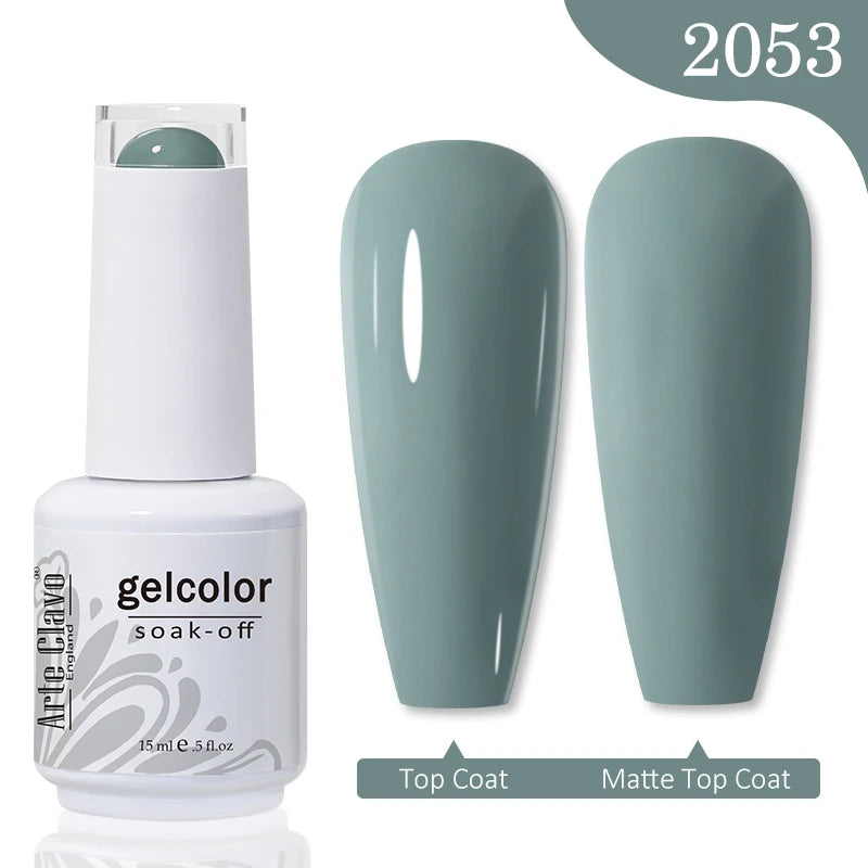 Arte Clavo Autumn Winter Series Jelly Gel Nail Polish 15ml LED Nail Gel Hybrid Varnish Matt Top Base Coat Nail Art Gell 2053