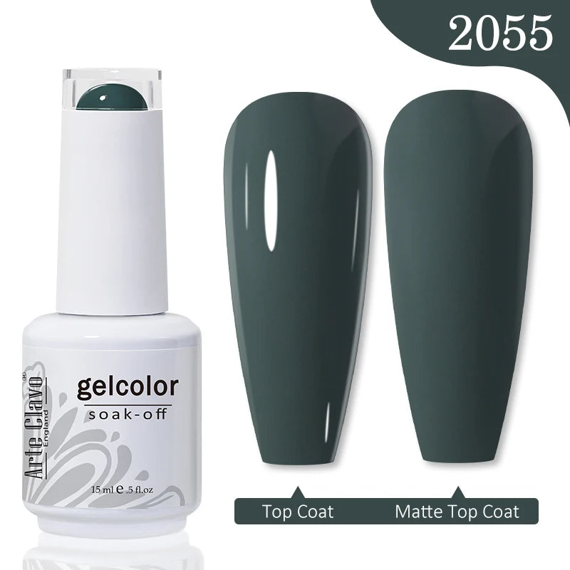 Arte Clavo Autumn Winter Series Jelly Gel Nail Polish 15ml LED Nail Gel Hybrid Varnish Matt Top Base Coat Nail Art Gell 2055