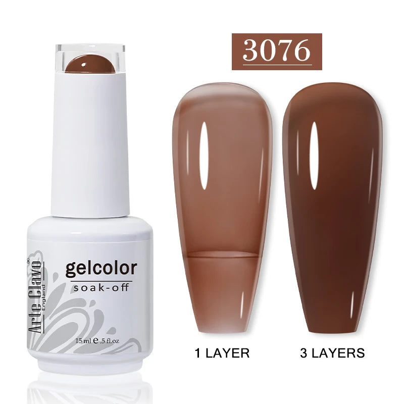 Arte Clavo Autumn Winter Series Jelly Gel Nail Polish 15ml LED Nail Gel Hybrid Varnish Matt Top Base Coat Nail Art Gell 3076