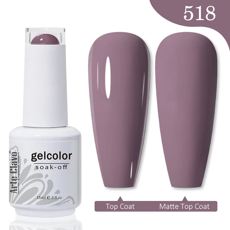 Arte Clavo Autumn Winter Series Jelly Gel Nail Polish 15ml LED Nail Gel Hybrid Varnish Matt Top Base Coat Nail Art Gell 518