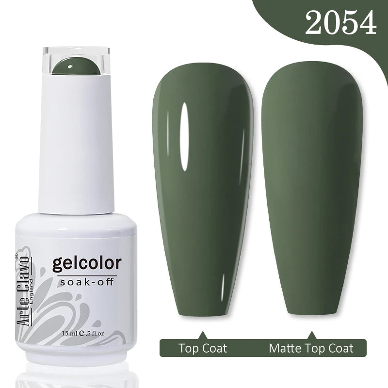 Arte Clavo Autumn Winter Series Jelly Gel Nail Polish 15ml LED Nail Gel Hybrid Varnish Matt Top Base Coat Nail Art Gellak colours 2 greed