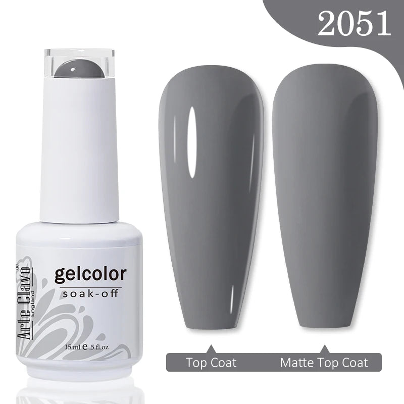 Arte Clavo Autumn Winter Series Jelly Gel Nail Polish 15ml LED Nail Gel Hybrid Varnish Matt Top Base Coat Nail Art Gellak grey