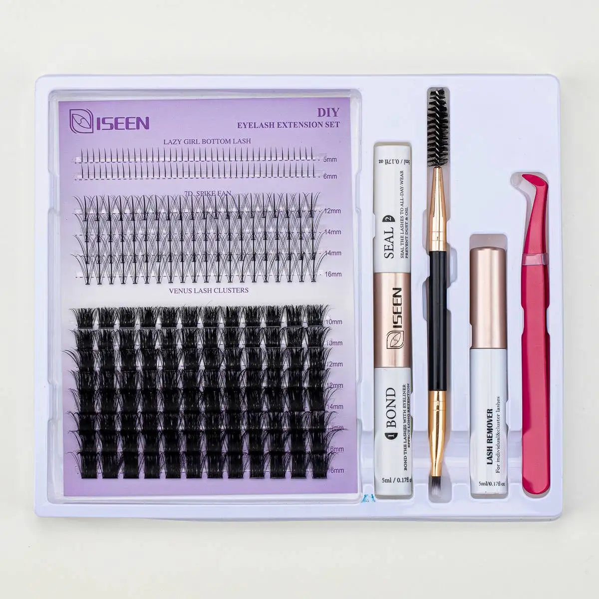 DIY Lash Extension Mix Styles Lash Clusters Individual with Bond&Seal Remover Tweezers Lash Brush 