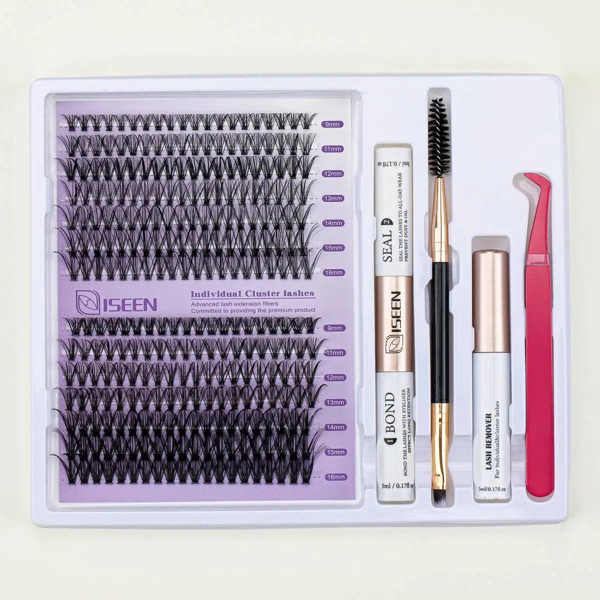 DIY Lash Extension Mix Styles Lash Clusters Individual with Bond&Seal Remover Tweezers Lash Brush for Self 