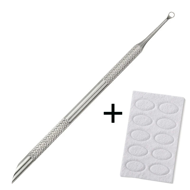 Double-Headed Stainless Steel Cuticle Remover Nail Pusher Exfoliation Prep Tool Clean Dead Skin Circle Bevel Shovel