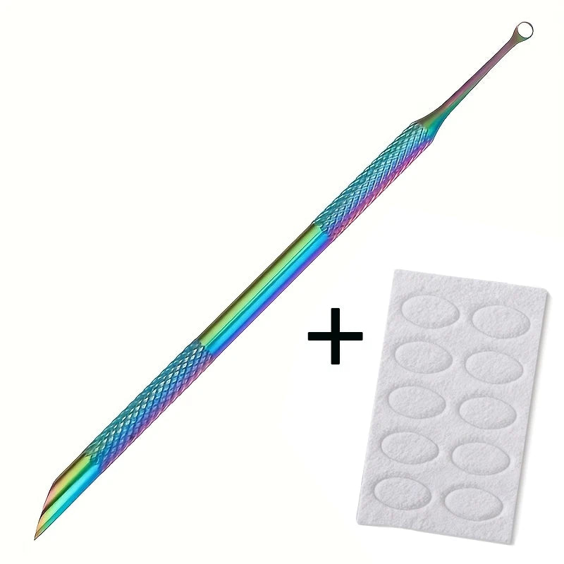 Double-Headed Stainless Steel Cuticle Remover Nail Pusher Exfoliation Prep Tool Clean Dead Skin Circle Bevel Shovel Manicure Pen######