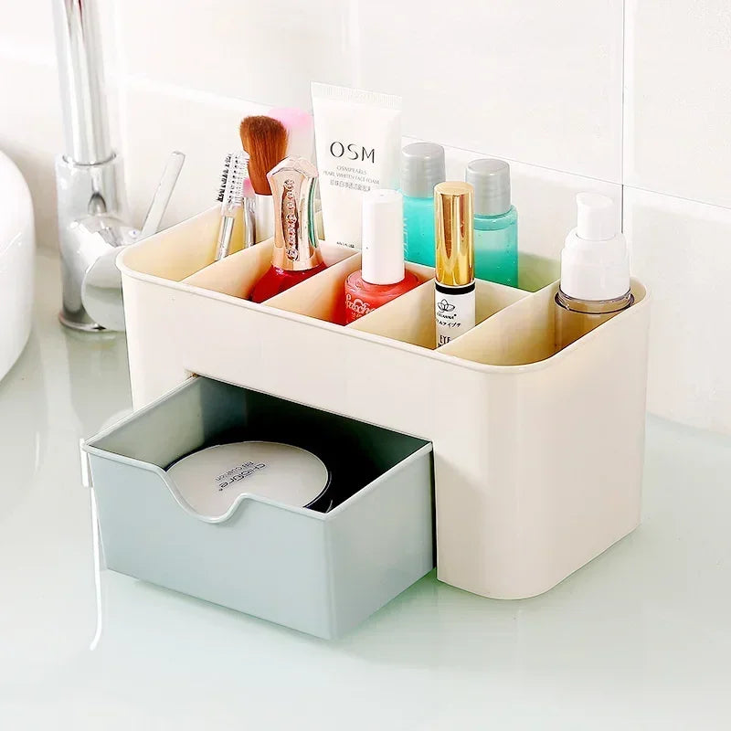 Double Layer Plastic Makeup Organizers Storage Box Cosmetic Drawers Jewelry Display Box Desktop