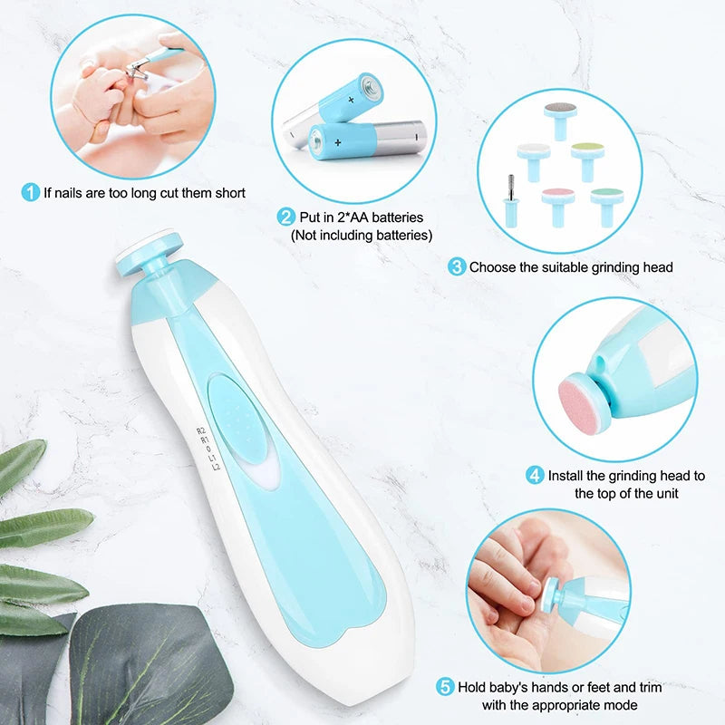 Electric Baby Nail Trimmer Multifunctional Kids Nail File Clippers Toes Fingernail Cutter Trimmer Manicure Tool Set Baby 