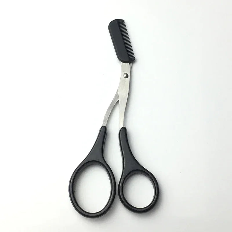Eyebrow Trimmer Scissor with Comb Female Male Eyebrow Eyelash Scissors Safety Stainless Steel Face