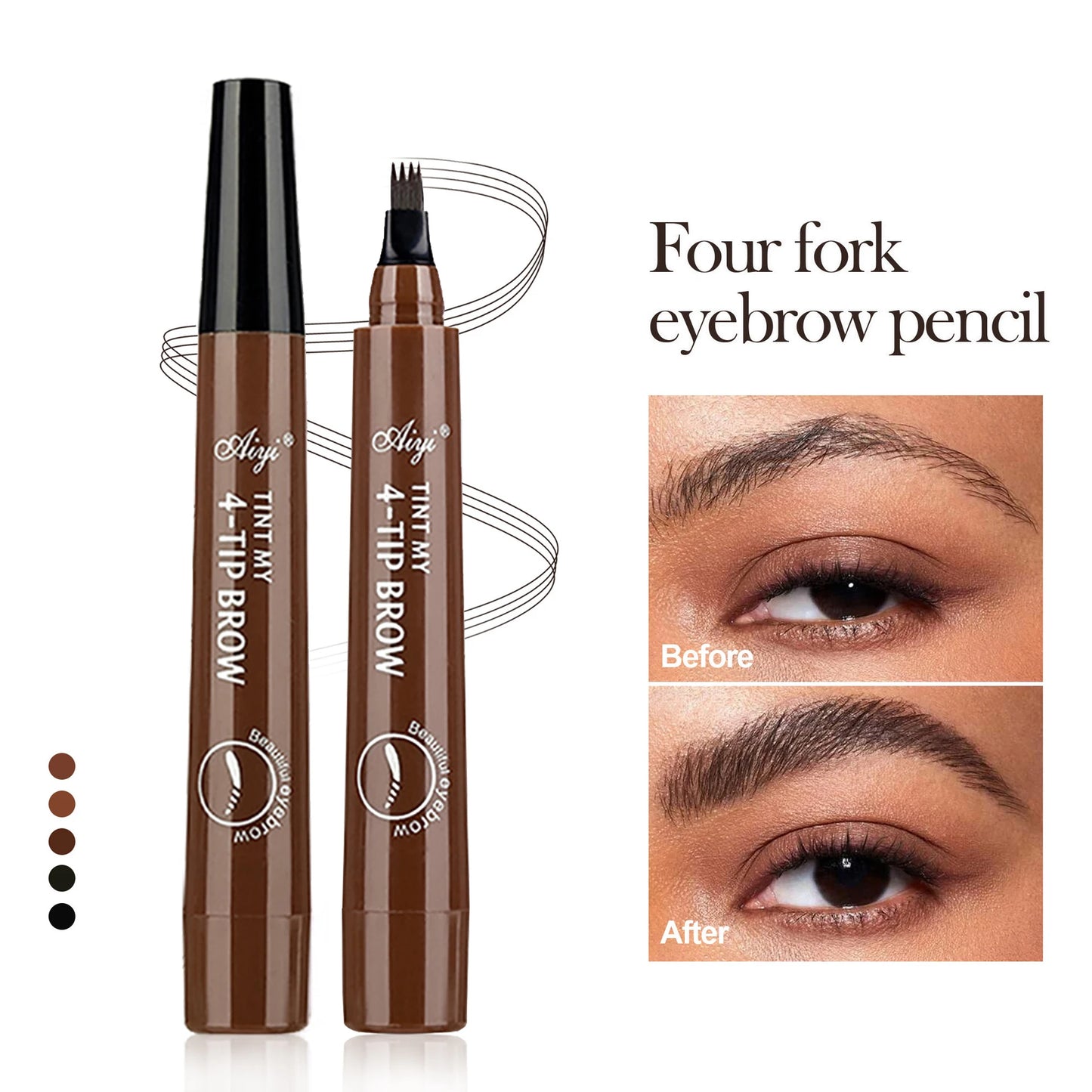 Four-pronged eyebrow pencil, four-end, long-lasting, non-smudge