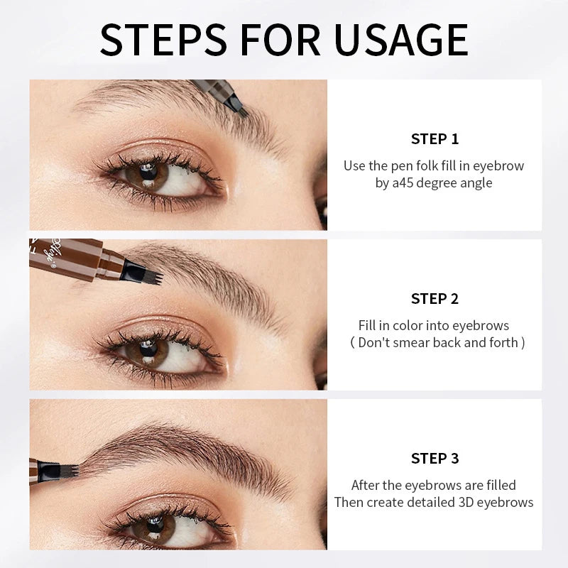 Four-pronged eyebrow pencil, four-end, long-lasting, non-smudged