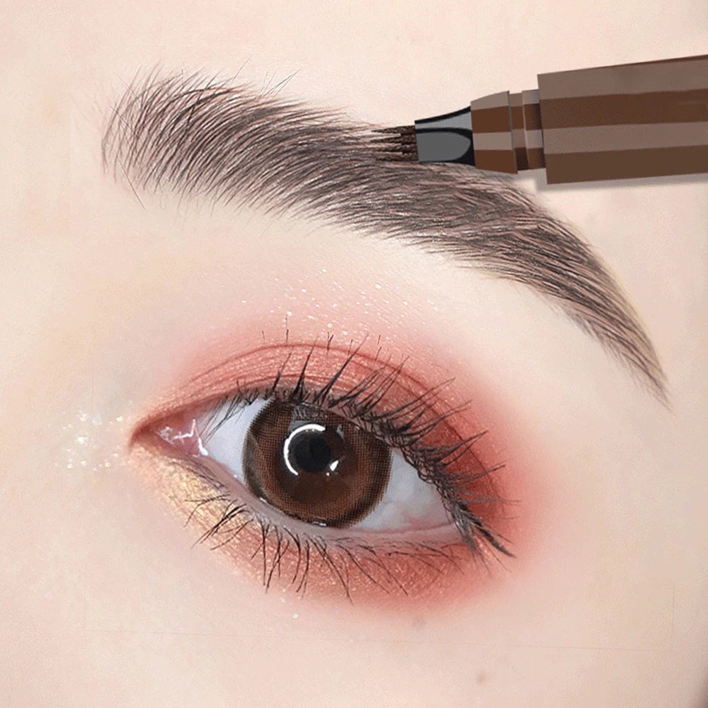 Four-pronged eyebrow pencil, four-end, long-lasting, non-smudged, water-resistant, anti-smudged eyebrow 