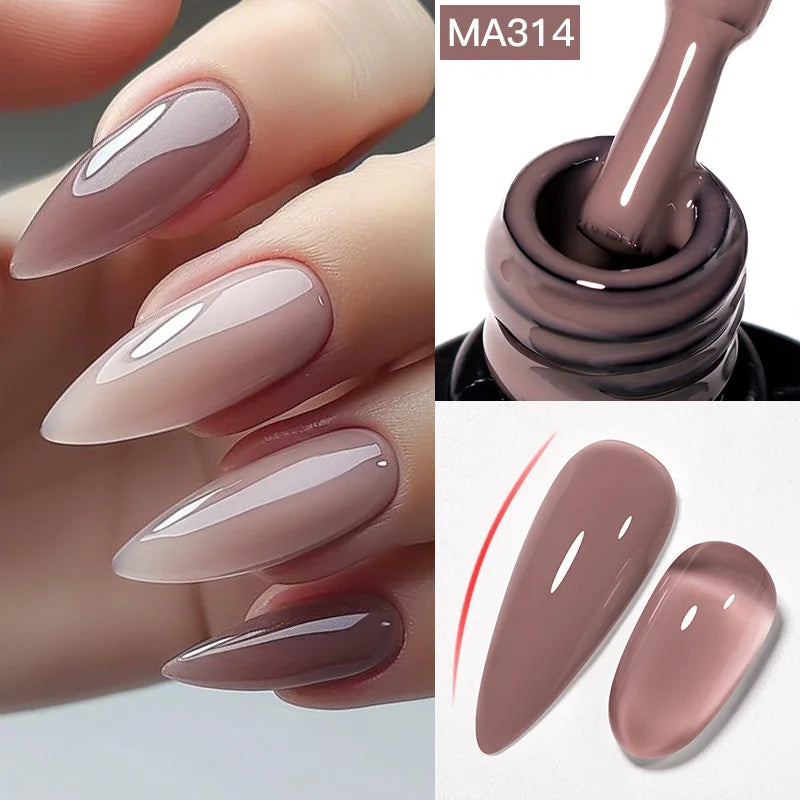 Gel Nail Polish - MEET ACROSS 7ml Nude Rubber Base Gel Nail Polish 
