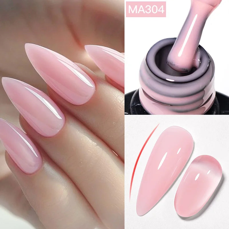 Gel Nail Polish - MEET ACROSS 7ml Nude Rubber Base Gel Nail Polish 2 In 1 Jelly Pink 
