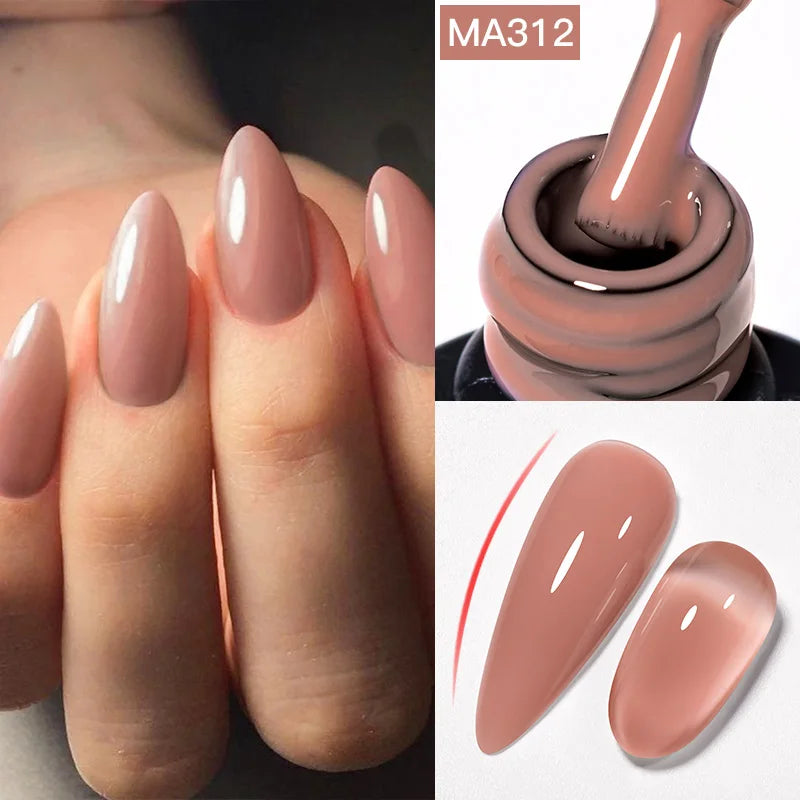 Gel Nail Polish - MEET ACROSS 7ml Nude Rubber Base Gel Nail Polish 2 In 1 Jelly Pink Transparent Nail