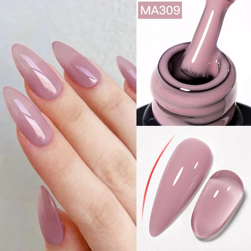 Gel Nail Polish - MEET ACROSS 7ml Nude Rubber Base Gel Nail Polish 2 In 1 Jelly Pink Transparent Nail Art