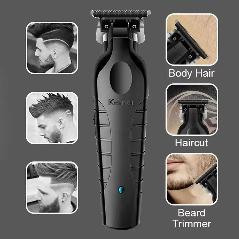 Kemei Men's Cordless Hair Clipper USB Rechargeable Electric Hair Clipper Zero Gap Trimmer Electric Hair Cutting Machine