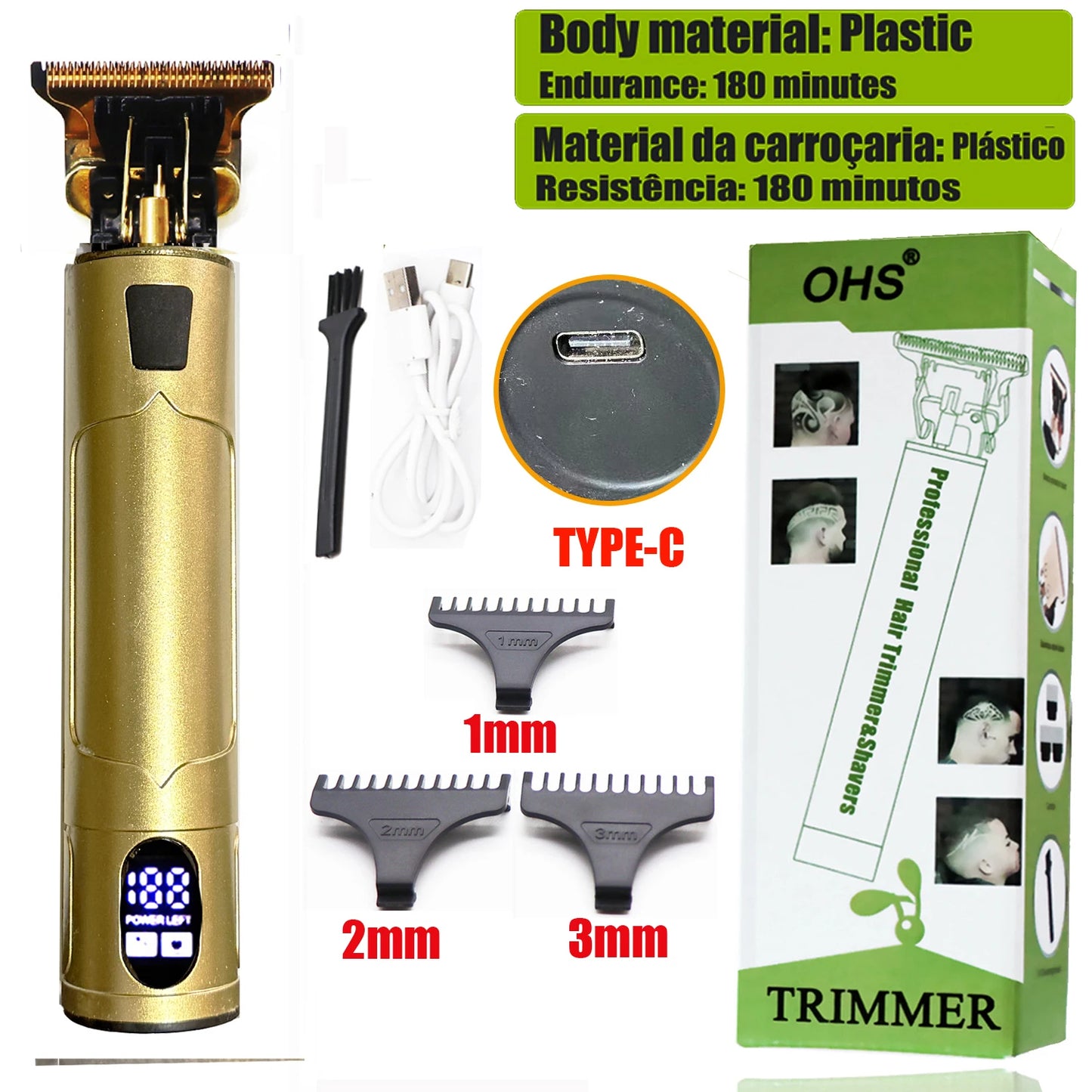 Display T9 Hair Clipper Beard Shaving Body Hair Trimmer Clippers Electric Men Haircut Machine 0mm Barber Shaver