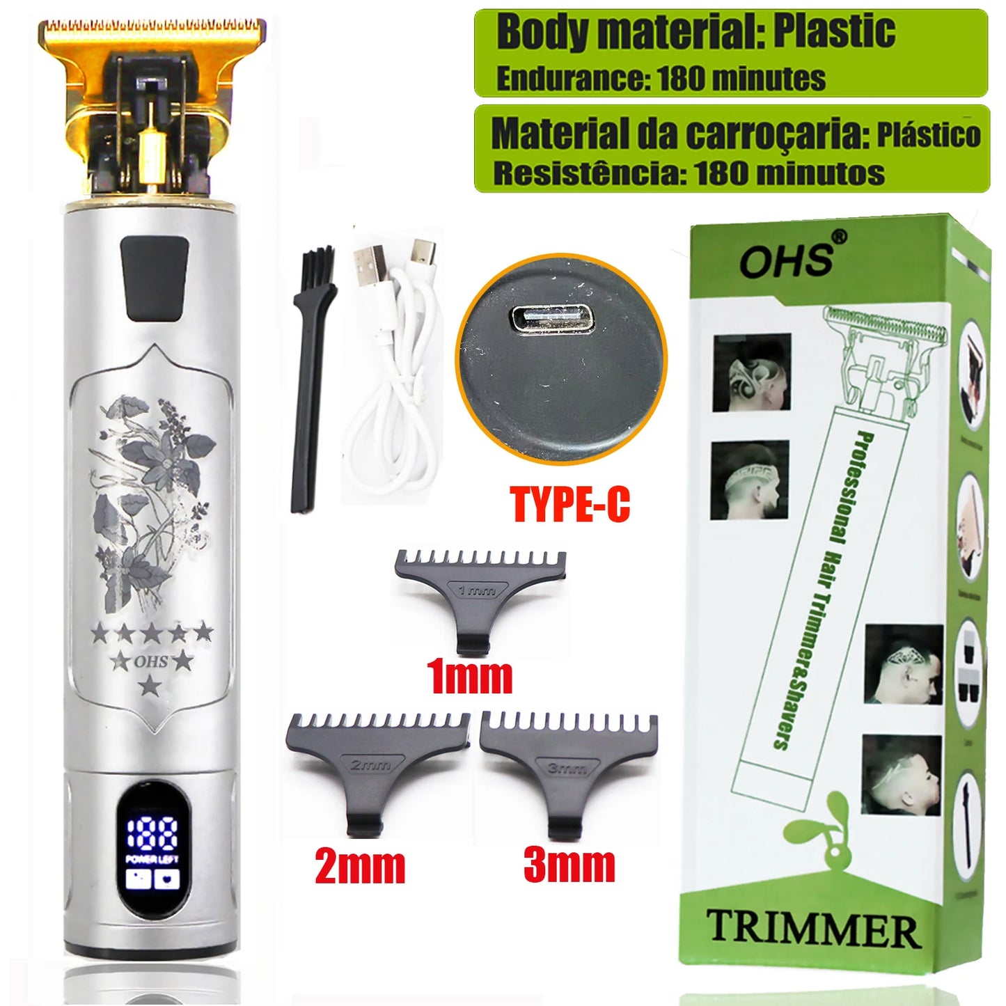 LCD Display T9 Hair Clipper Beard Shaving  Trimmer Clippers Electric Men Haircut Machine 0mm Barber Shaver
