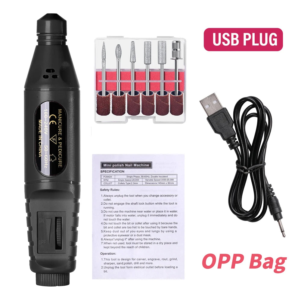 LINMANDA 6 In 1 Electric Nail Drills Kit Remove Polisher Manicure Portable
