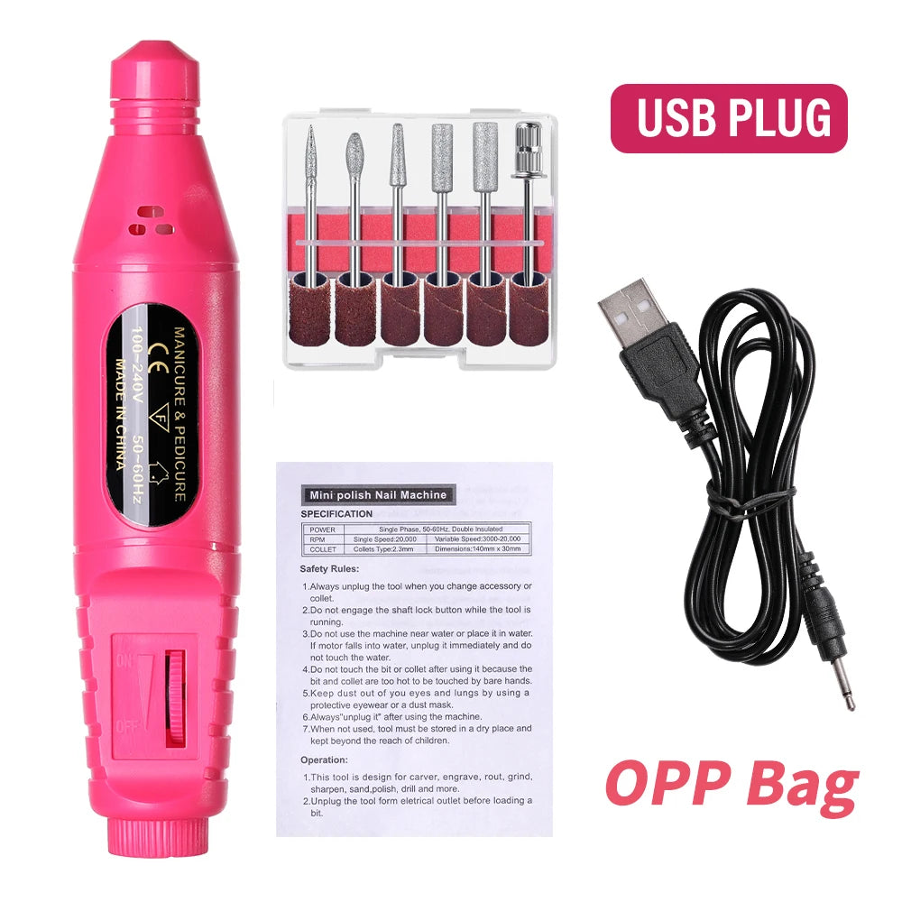 LINMANDA 6 In 1 Electric Nail Drills Kit Remove Polisher Manicure Portable Nail File