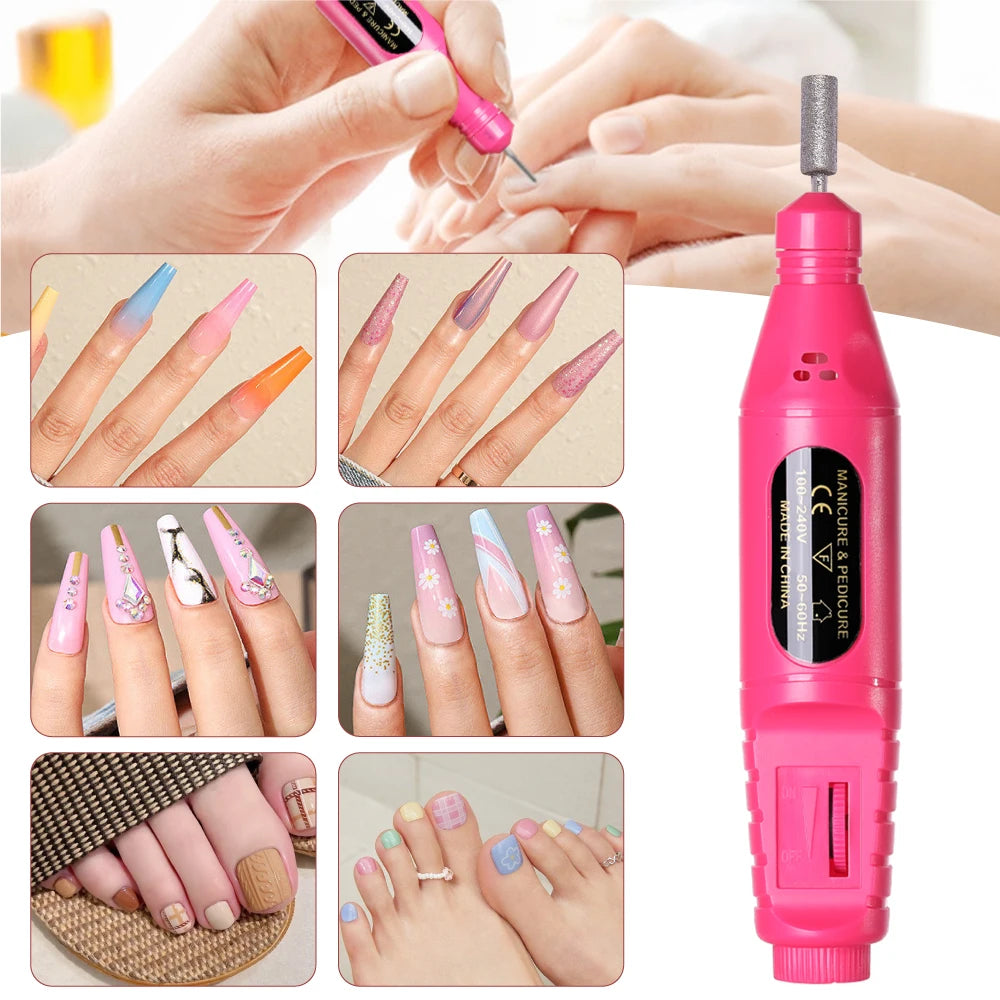 LINMANDA 6 In 1 Electric Nail Drills Kit Remove Polisher Manicure Portable Nail File Nail 