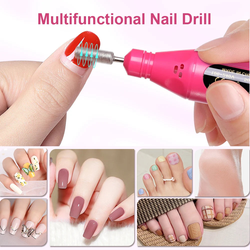 LINMANDA 6 In 1 Electric Nail Drills Kit Remove Polisher Manicure Portable Nail File Nail Drill 