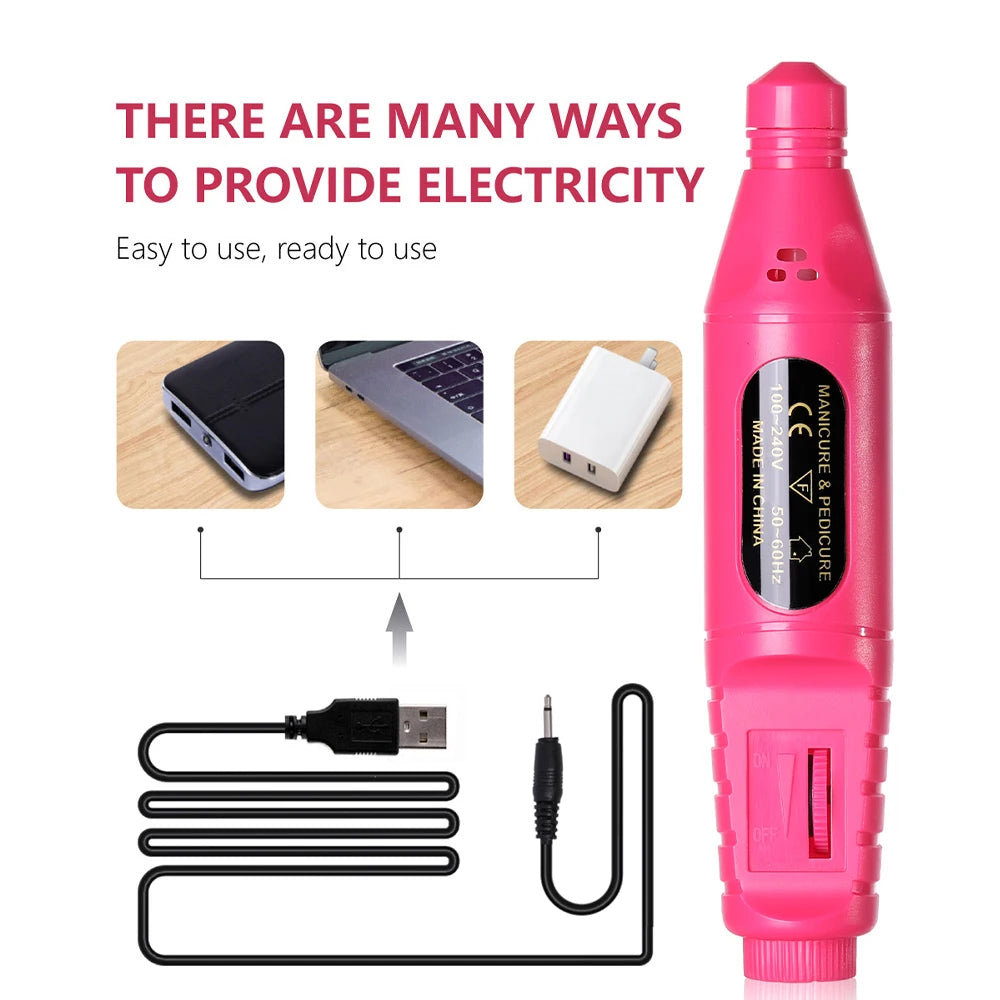 LINMANDA 6 In 1 Electric Nail Drills Kit Remove Polisher Manicure Portable Nail File Nail Drill Equipment Pen Tools