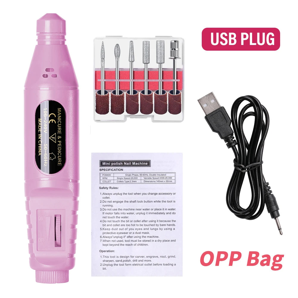 LINMANDA 6 In 1 Electric Nail Drills Kit Remove Polisher plug 6
