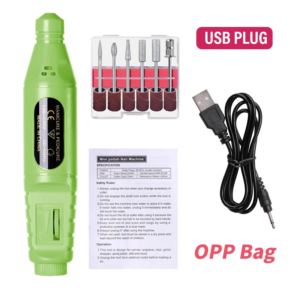 LINMANDA 6 In 1 Electric Nail Drills Kit Remove Polisher plug usb