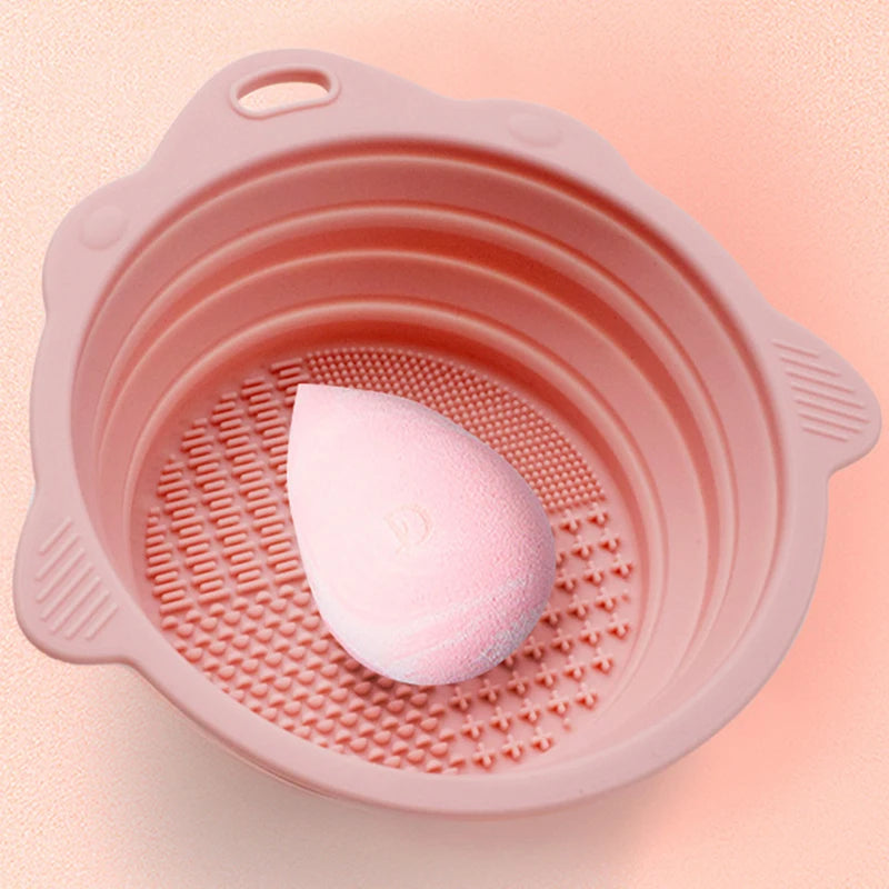 Makeup Brush Cleaner Cleaning Bowl Brush Tool Set Thorough Cleaning Without Hurting Bristles Wet & Dry Powder Puff 