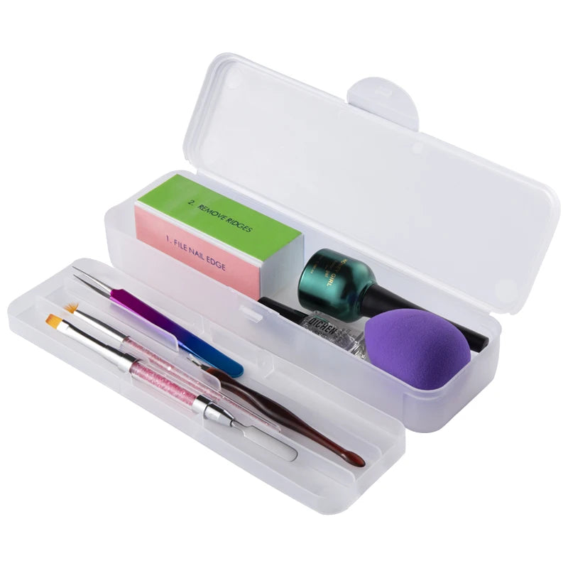 Nail Art Tool Empty Storage 1Pc Rectangle Double-layer box Tweezers Clippers Nail Brush Files