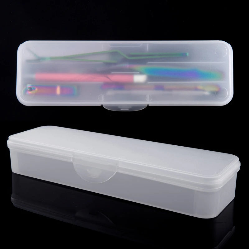Nail Art Tool Empty Storage 1Pc Rectangle Double-layer box Tweezers Clippers Nail Brush Files Portable 
